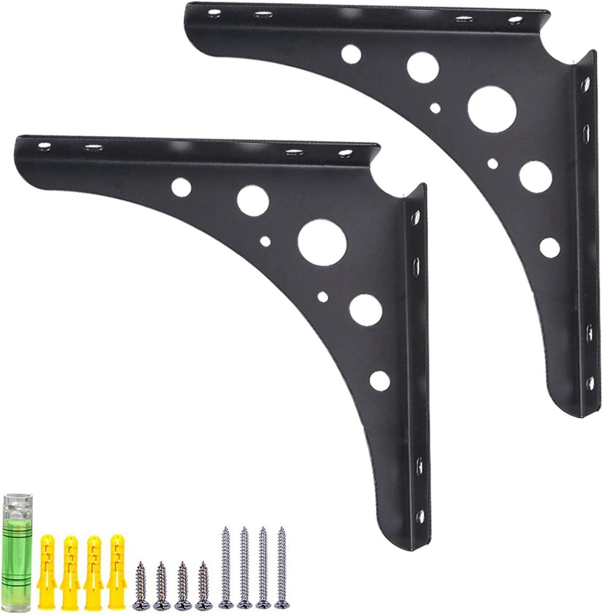 Plankhouders - Hoeksteunen Wandrek - Opslag Creëren - Stevig Koudgewalst Staal - 25 cm - Zwart