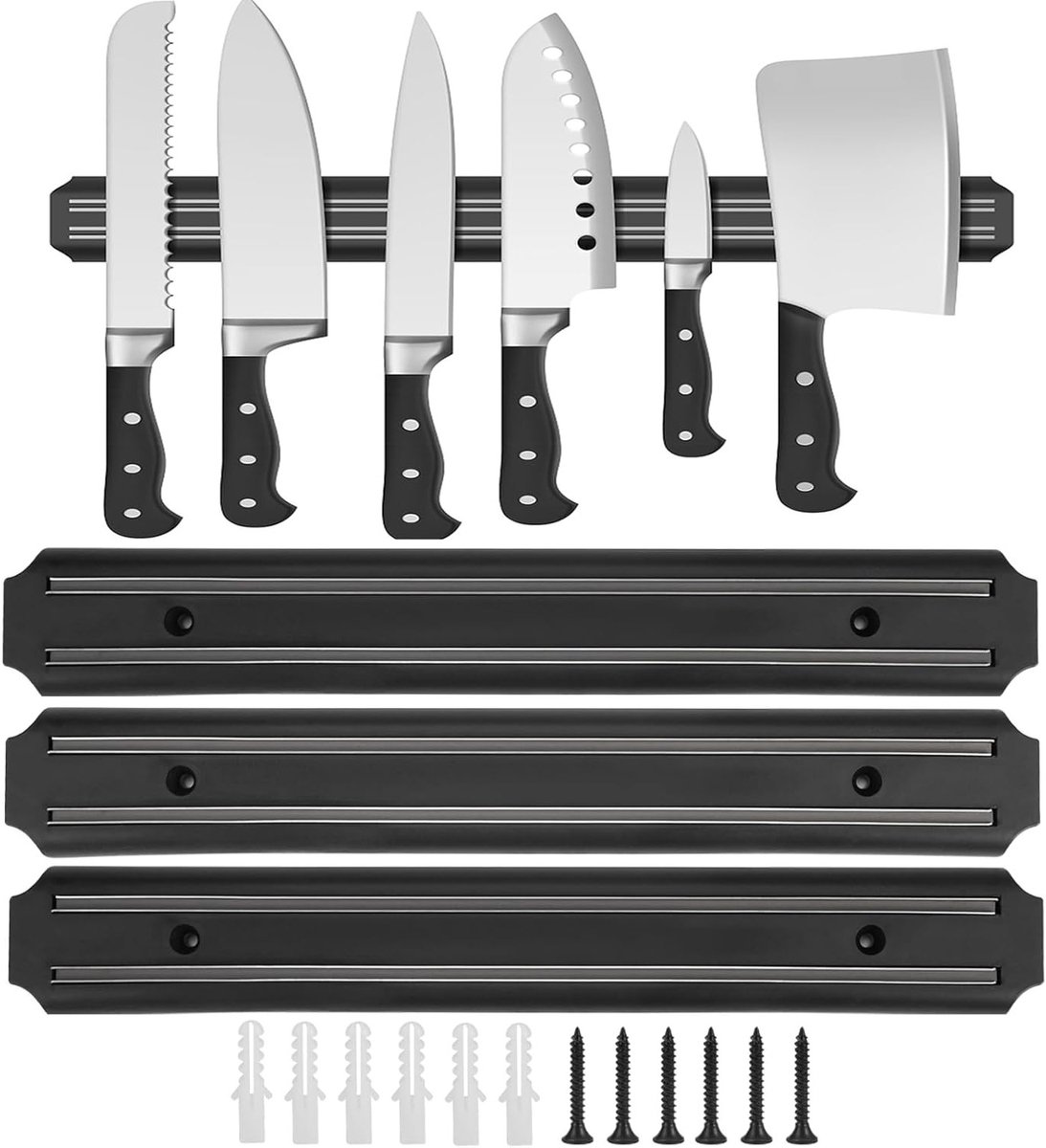 Magnetische Messenhanger van 33 cm voor Wandmontage, RVS, Inclusief 6 Schroeven, Ideaal voor Keukenmessen, Ruimtebesparend en Stijlvol Design