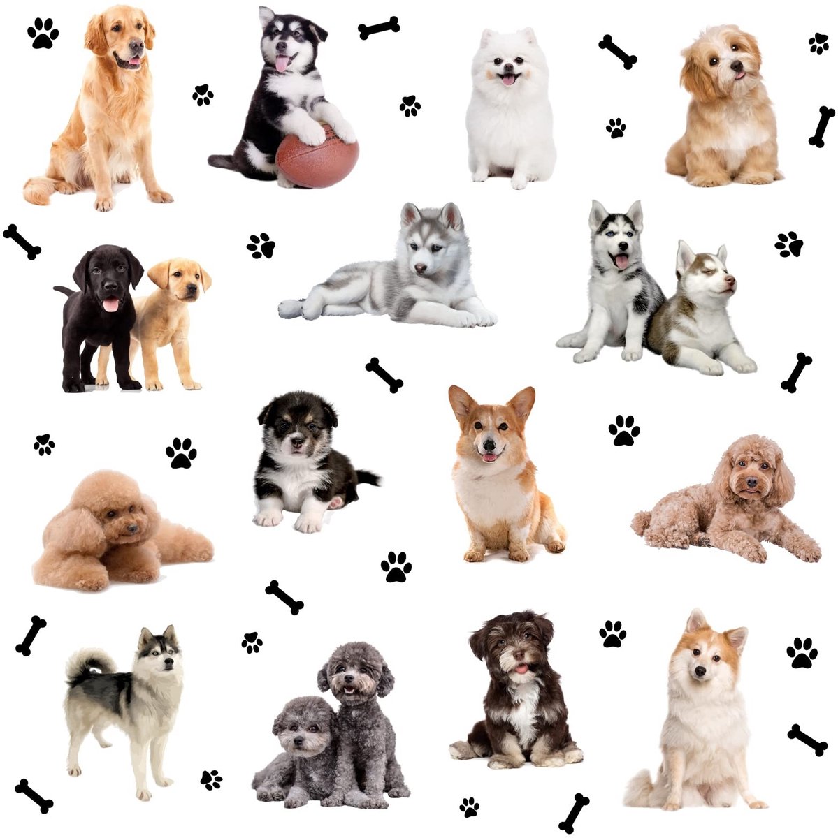Dailygoody - Honden Muursticker - 3D Stickers - Decoratief - Vinyl - Puppy Stickers - Perfect voor Kinderen en Hondenliefhebbers