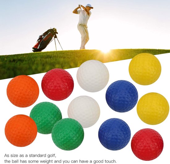 JHUBERS- Golfballen 12 stuks - Schuim oefenballen - PU zachte golfballen - Golftraining ballen - Meerdere kleuren - Goede elasticiteit van Jhubers — afbeelding 5