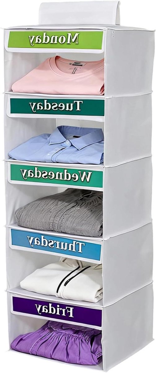 Kleding Organizer - Opbergtas Kast - Kleding Sorteren - Vijf Niveaus Hangend - 85x30x30cm - Wit