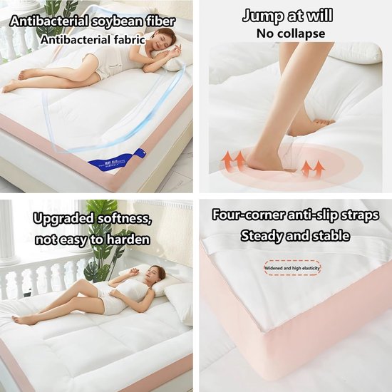 Japanse futonmatras - Vloermatras oprolbaar - Ruimtebesparend slapen - Veelzijdige slaapoplossing - 180 x 200 cm - Wit — afbeelding 3