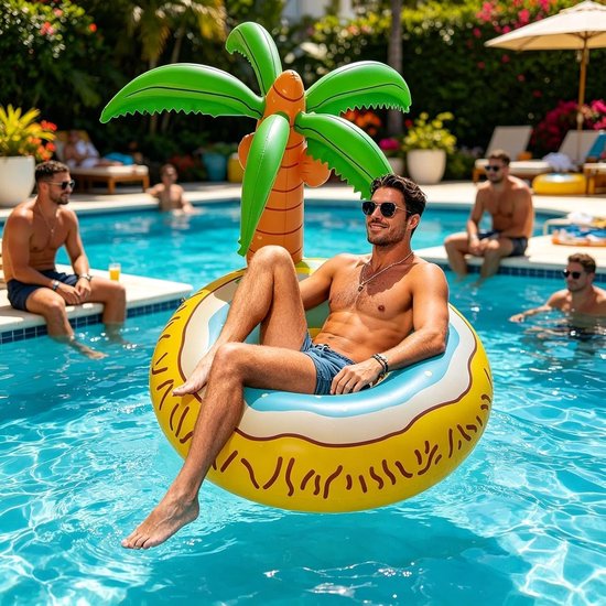 Opblaasbare Drijver - Zonnedek Stoel - Water Recreatie - Tropisch Boom Ontwerp - 120 cm - Groen — afbeelding 4
