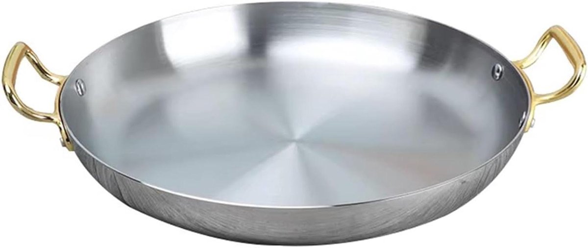Paella Pan - Kookpan Zeevruchten - Gerechten Delen - Dubbele Handgrepen - 32cm - Zilver