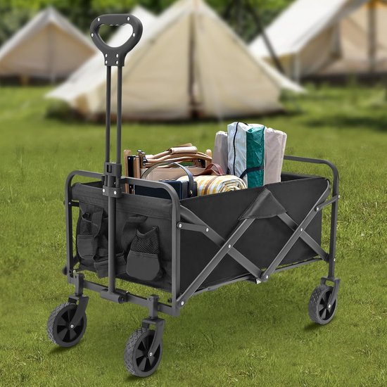 Opvouwbare Bolderkar - Handwagen Transportkar - Outdoor Werkzaamheden - Terrein Geschikte Wielen - 80kg Belastbaar - Zwart van Opvouwbare Bolderkar — afbeelding 5