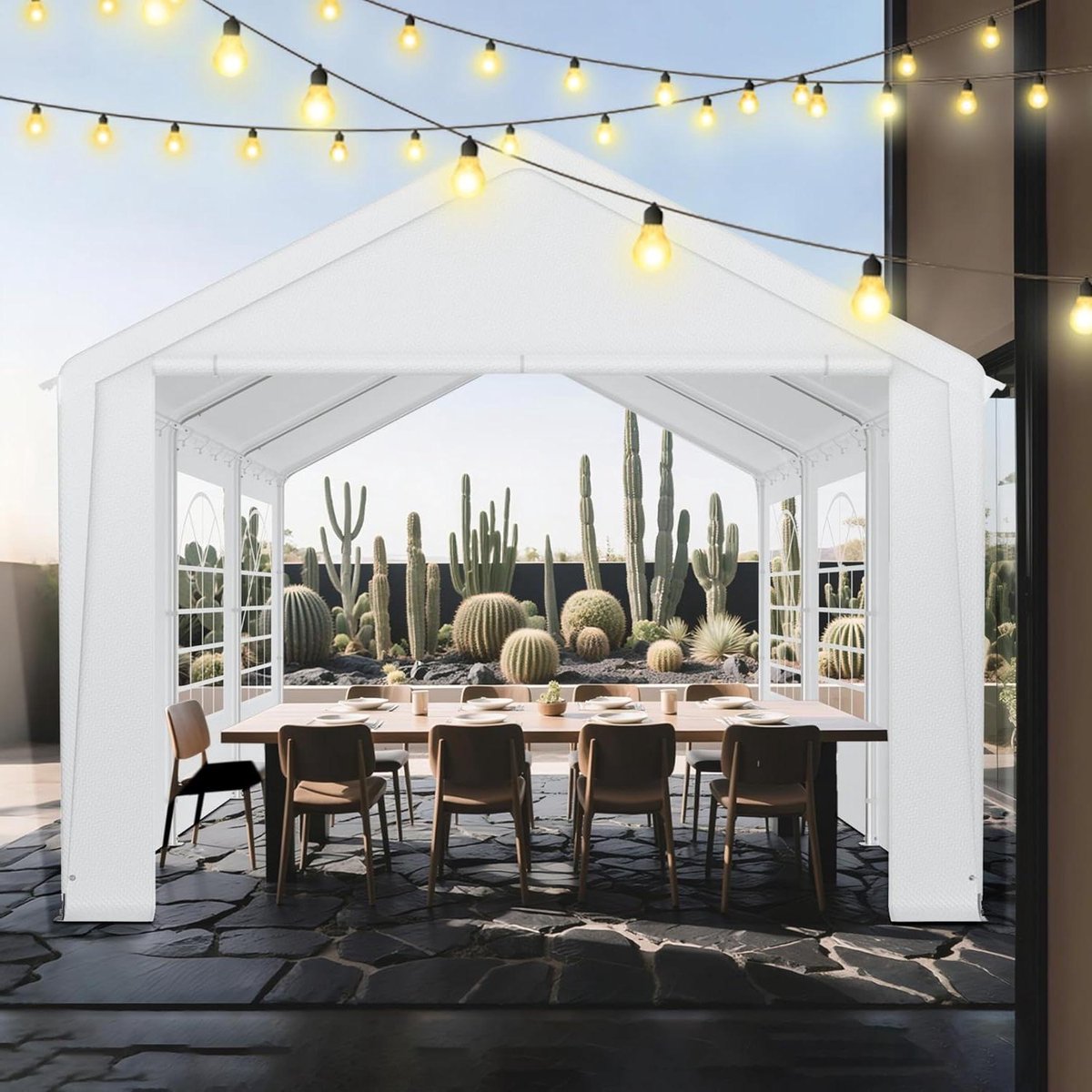 Stabiel Paviljoen - Partytent Feesttent - Buitenfeest Organiseren - Waterdicht PE-dakzeil - 3 x 6 meter - Wit