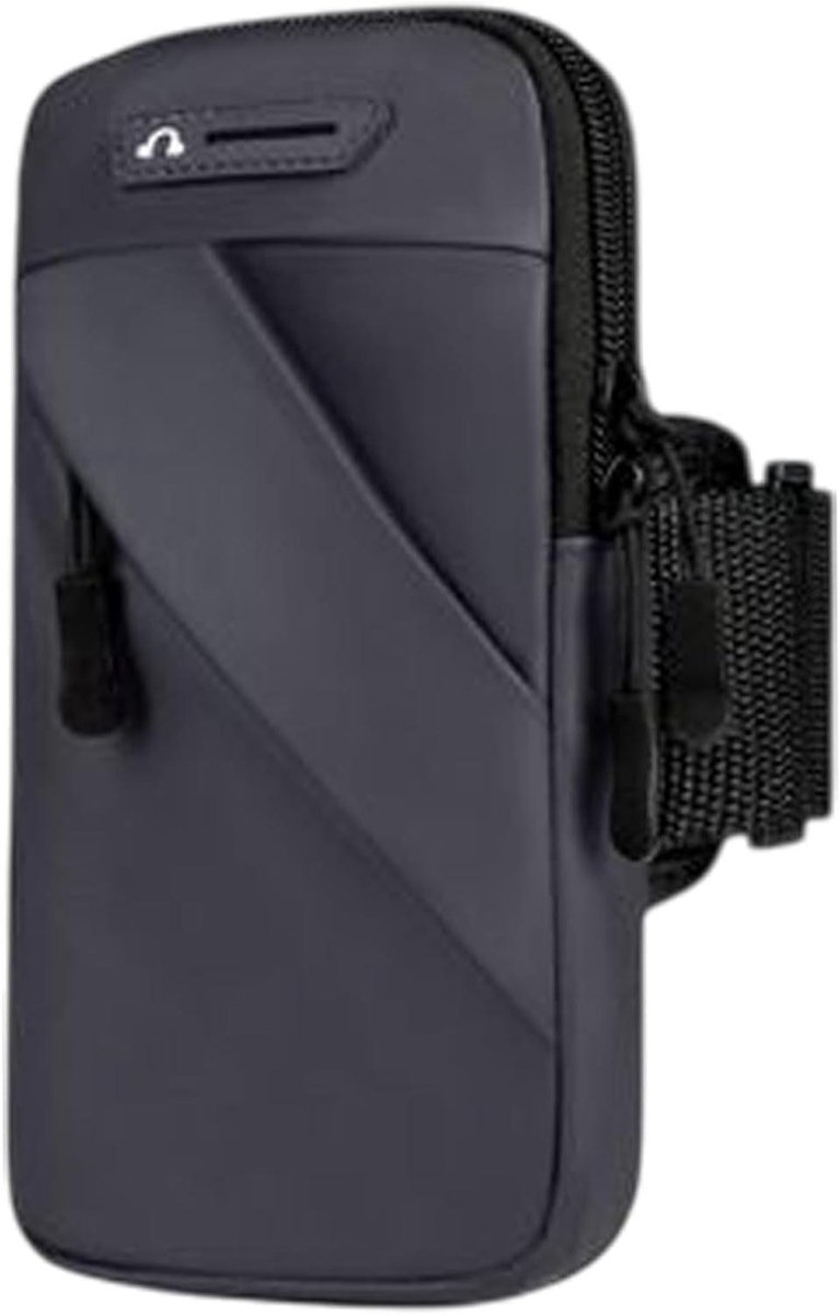 Telefoon Armband - Hardloophouder Tas - Sporten en Fitness - Dubbele Ritsen - Tot 7 inch - Zwart