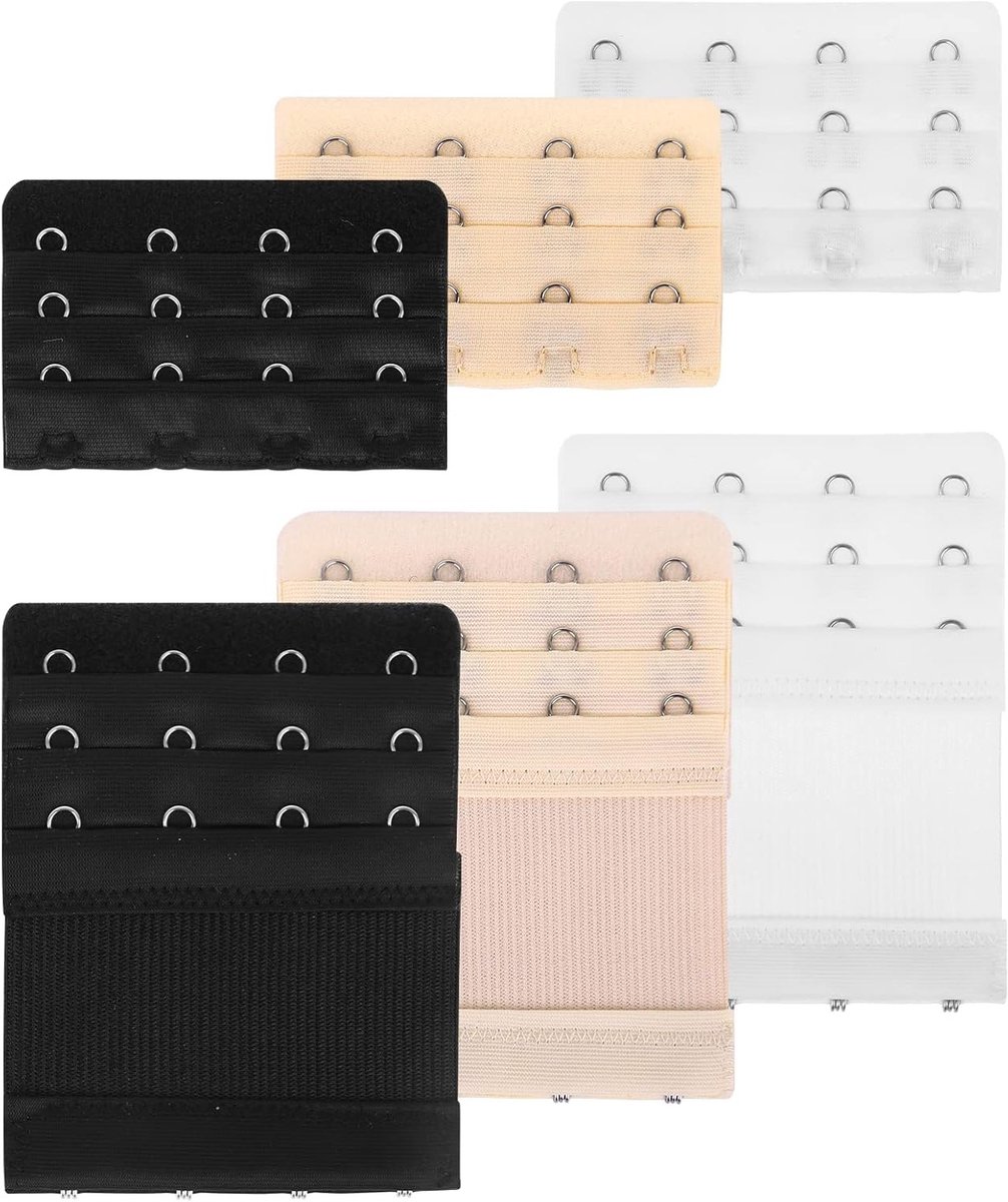 6 Pcs Elastische Beha Extenders met 2/3/4 Haakjes - Comfortabele Beha Band Verlengers voor Dames (Huidkleur, Wit, Zwart)