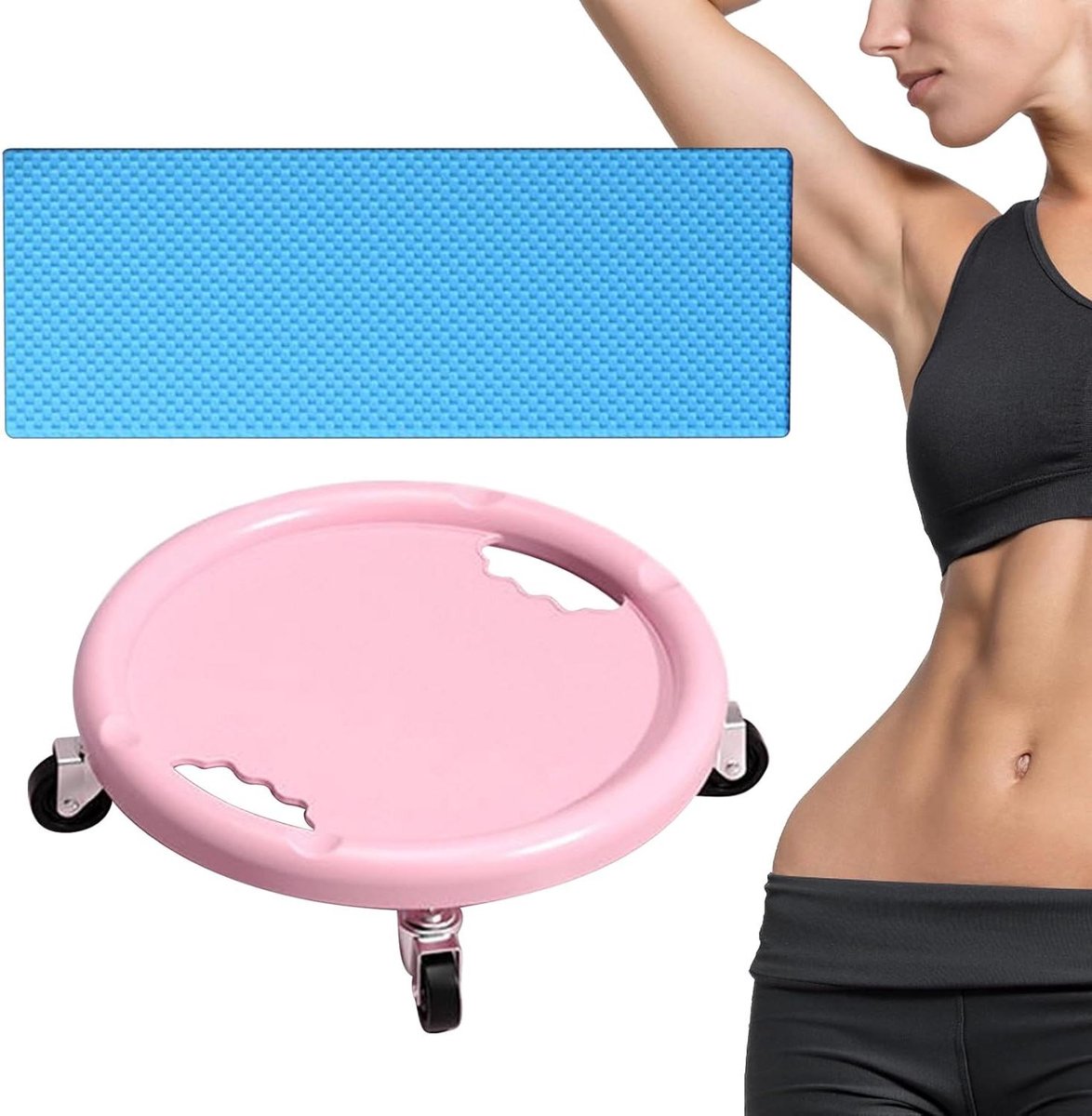 Buikspierwiel - Ab roller - Krachttraining thuis - 360 graden draaibaar - 28 cm wielmaat - Roze