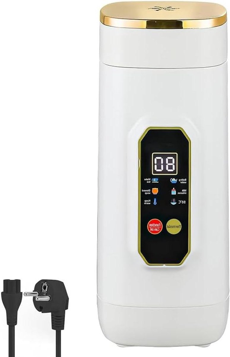 Draagbare Waterkoker - Reiskoker Mini - Warme Drankjes Maken - 6 Temperatuur Instellingen - 450 ml - Wit