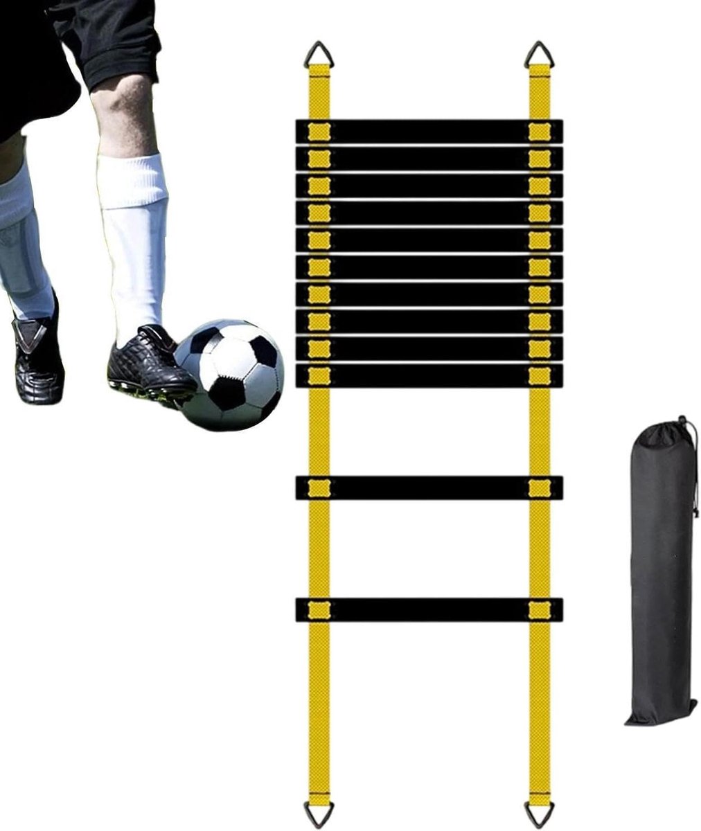 Snelheidsladder Fitness - Behendigheidsladder Trainingsladder - Voetwerk Verbeteren - Robuust PP Materiaal - 6 meter - Geel