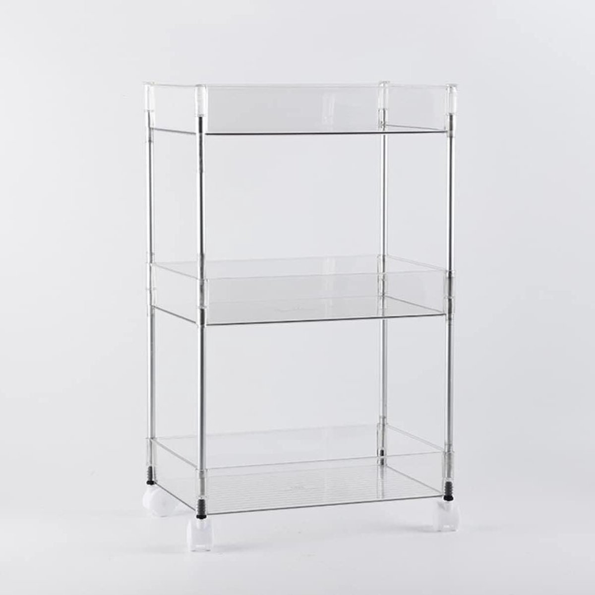 Opbergkar - Rolkar Trolley - Ruimte Organiseren - 3-Laags Ontwerp - 39x27x64.5 cm - Transparant