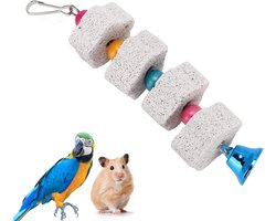 Speelgoed voor Parkieten en Papegaaien - Mineralen Speelgoed en Beak Cleaner met Kalksteen voor Gezonde Vogels