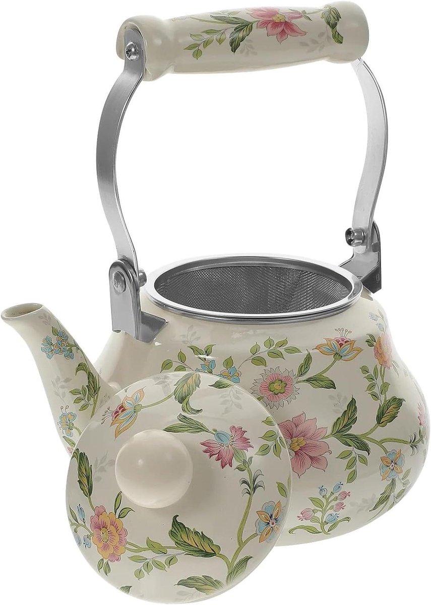 Waterketel Emaille - Theepot Koken - Water Opwarmen - Voor Diverse Vuren - 1.5 Liter - Wit