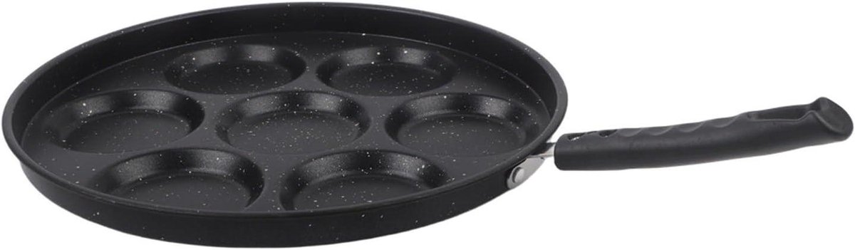 Gietijzeren Pannenkoekenpan - Koekenpan 7 putten - Pannenkoeken Bakken - Superieure Warmtebehoud - 205 cm Diameter - Zwart