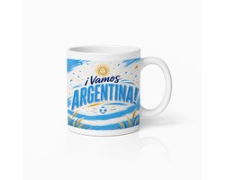 Argentinië Supporters Mok 330 ml – Vamos Argentina Voetbal Fan Koffiebeker met Vlagkleuren Design