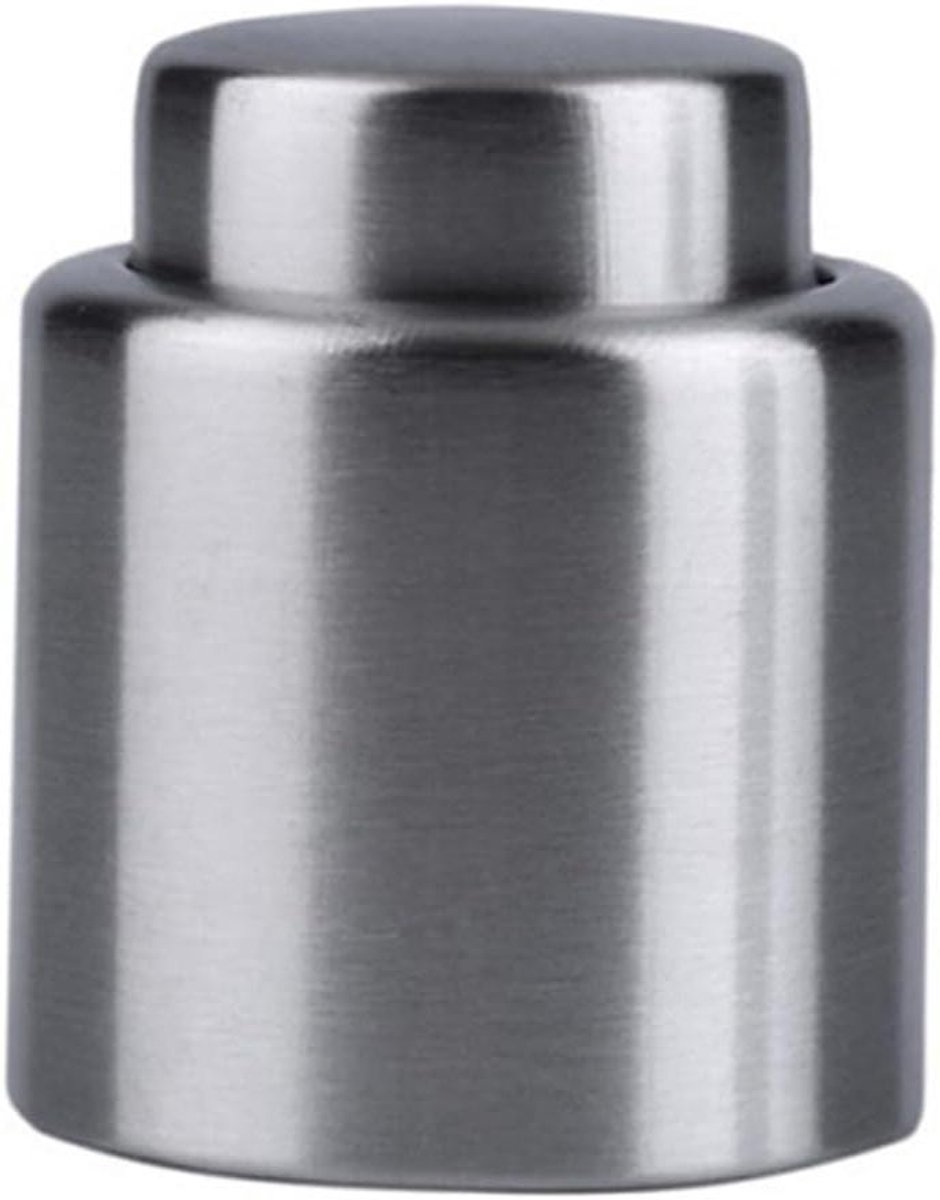 Wijn Stopper - Fles Afsluiter - Wijn Bewaren - Roestvrij Staal - 4.3 cm - Zilver