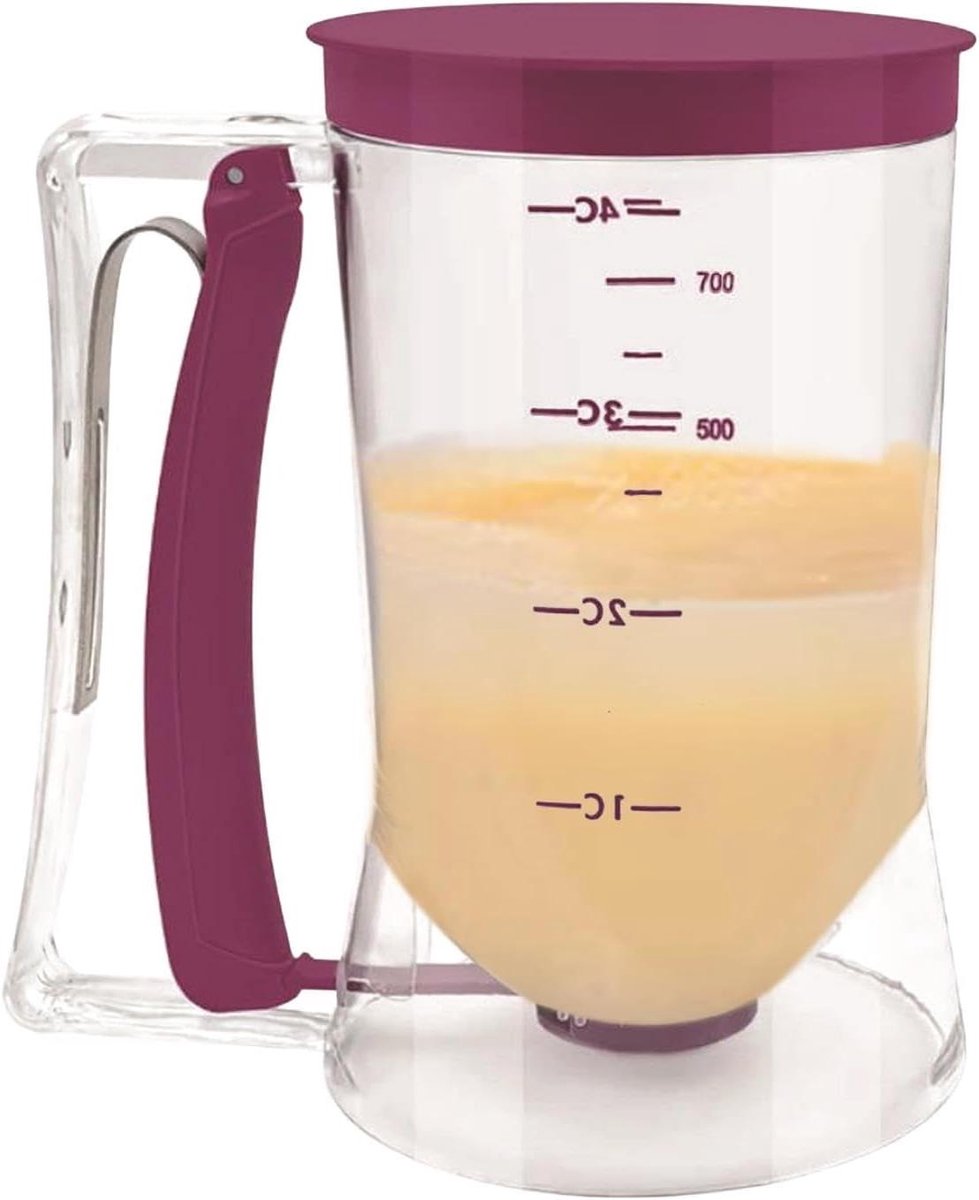 Pannenkoeken Beslag Dispenser - Beslagmaker Beslag Gieten - Nauwkeurig Bakken - Precisie Tuit - 18.5 cm Hoogte - Transparant