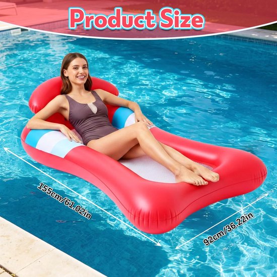 Zwembad Luchtmatras - Opblaasbaar Bed - Ontspannen in Water - Hoge Gewichtscapaciteit - 100 Kilogram - Blauw — afbeelding 2
