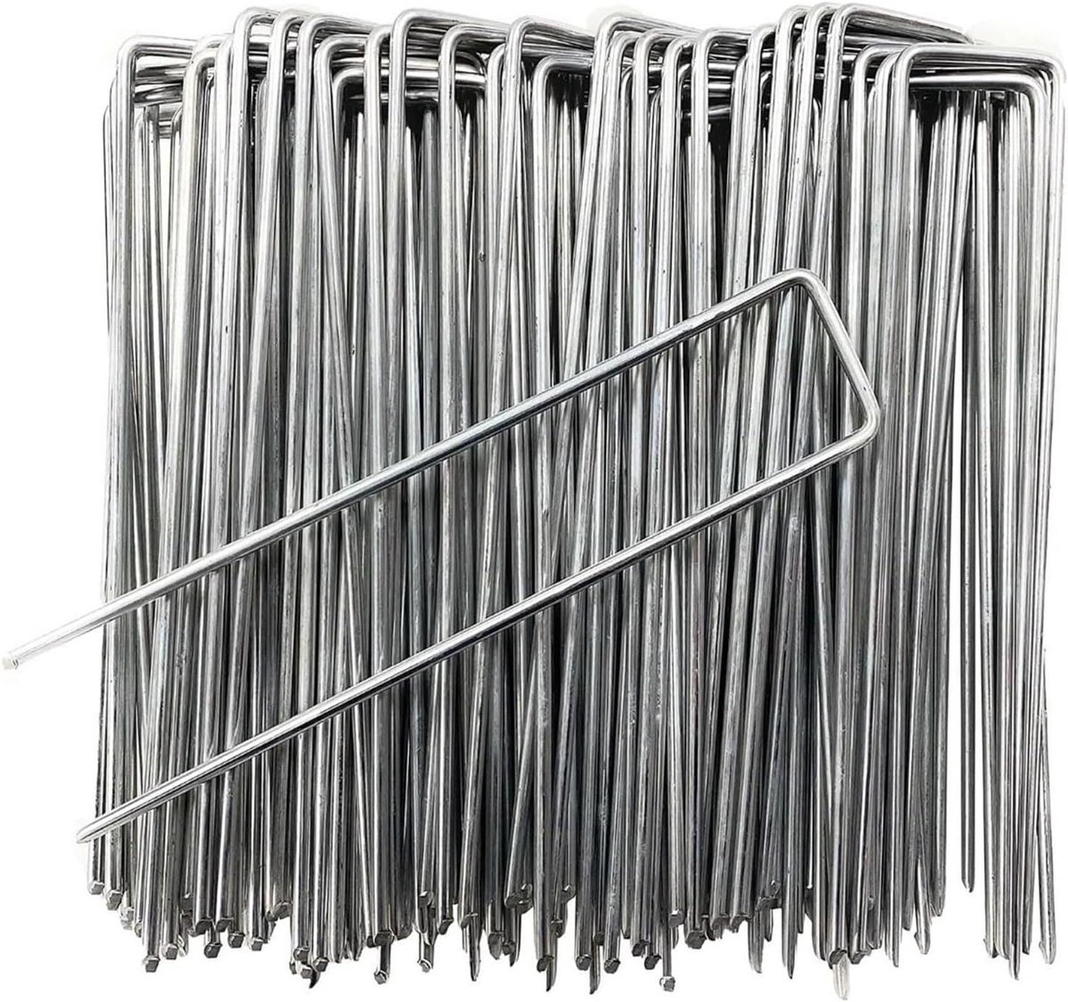 Landschapsnietjes U-vormig - Tuinpalen Graszoden - Tuin Vastzetten - Gegalvaniseerd Staal - 100 stuks - Zilver