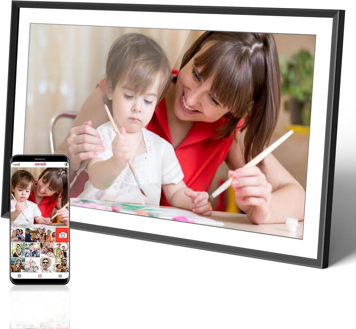 Digitale Fotolijst - Smart Fotolijst WiFi - Foto's Delen - HD IPS Touchscreen - 15.6 Inch - Zwart