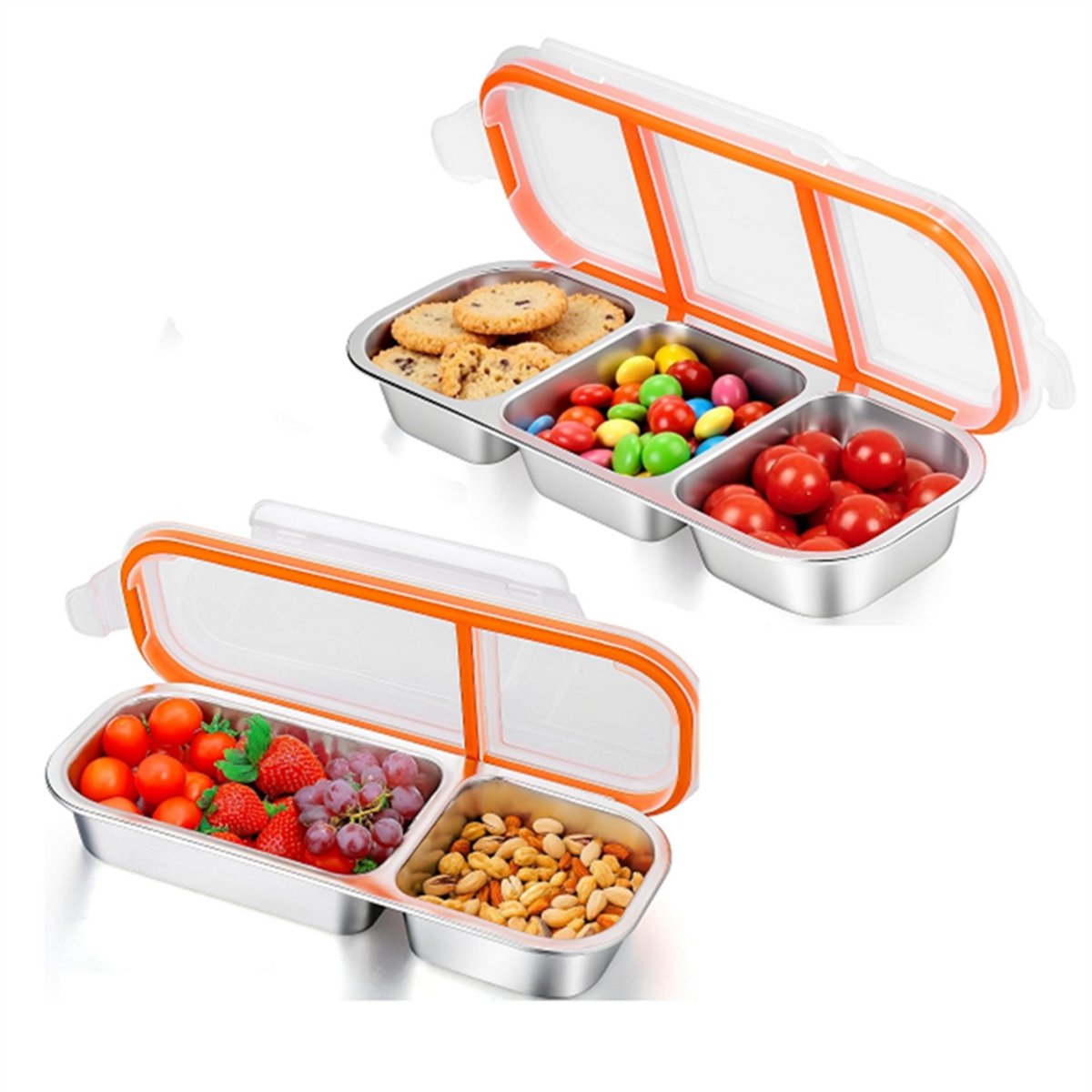 Een set van twee herbruikbare roestvrijstalen lunchboxen