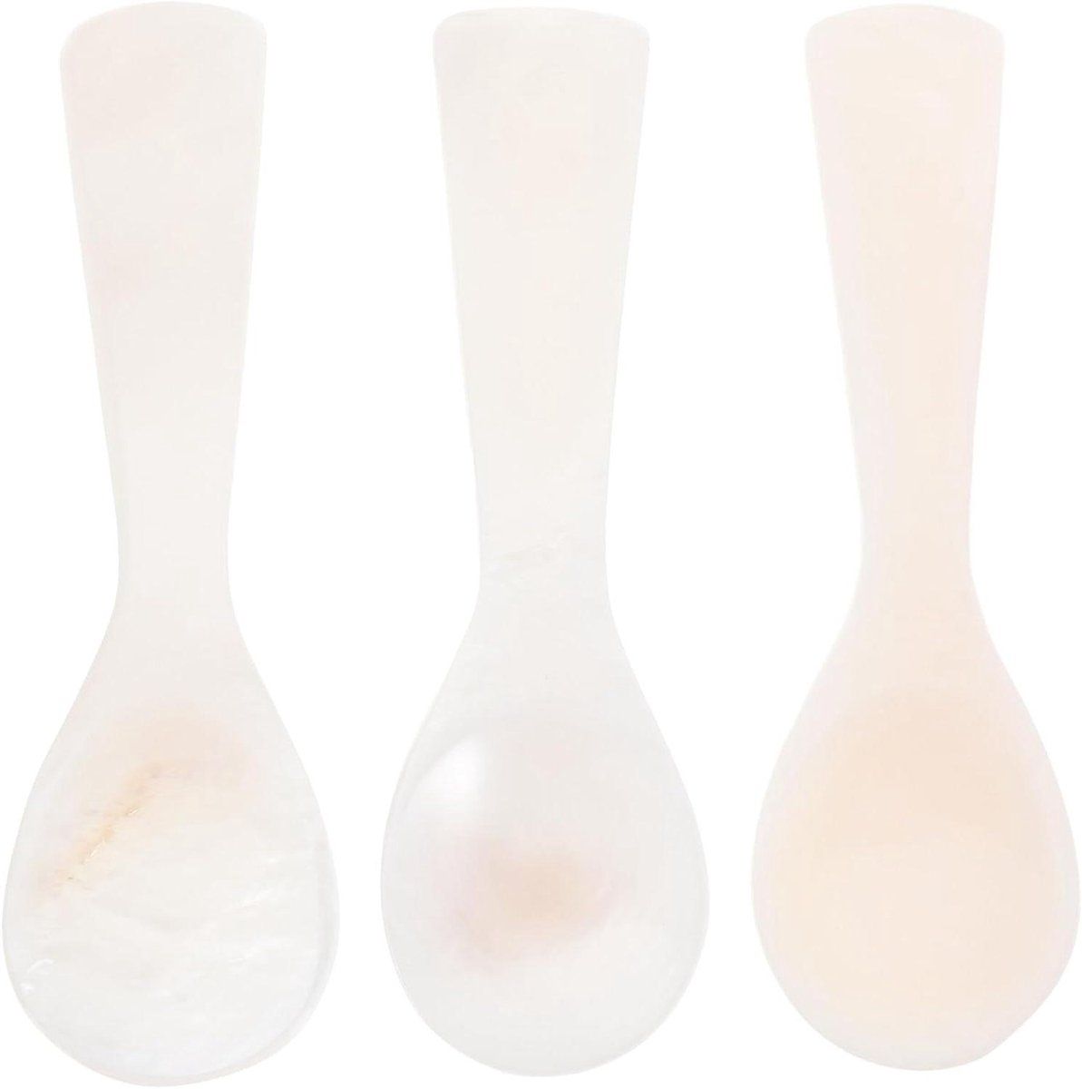 Schelp Lepels - Kaviaar Lepel Theelepel - Koffie Roeren - Hooggepolijst Oppervlak - 7cm - Wit