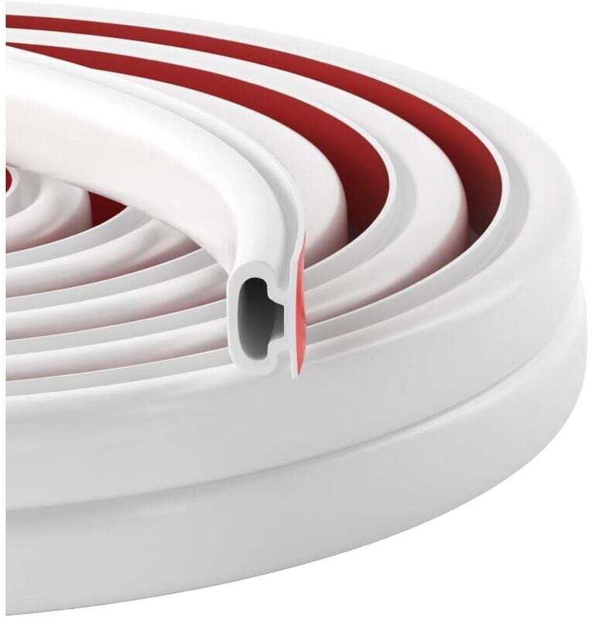 Deur- en raamafdichtingsstrips, warmte- en geluidsisolatie, D-vormige rubberen deurafdichtingsstrips (wit, 8 meter)