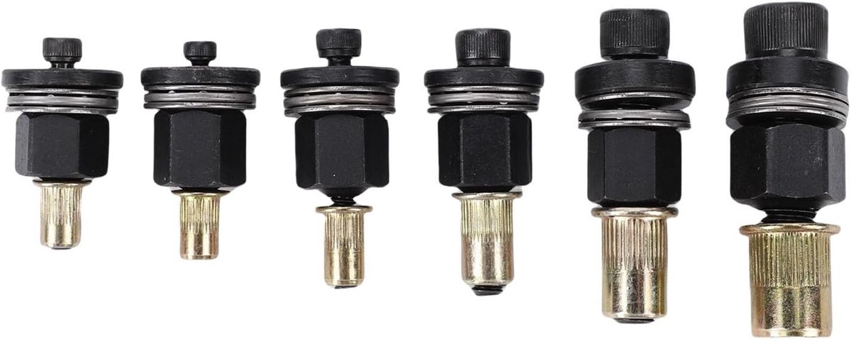 6-delige handmatige rivnut gereedschapsset met mandrels voor meubels en pijpen, inclusief maten 10, 24, 3/8 en 16