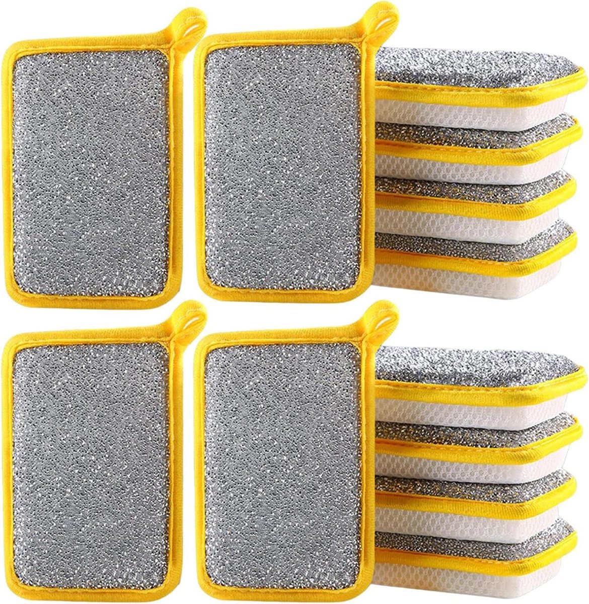 Keukensponsjes - Schuursponsjes Vaatdoeken - Afwas Reinigen - Dubbele Textuur - 20 stuks - Wit