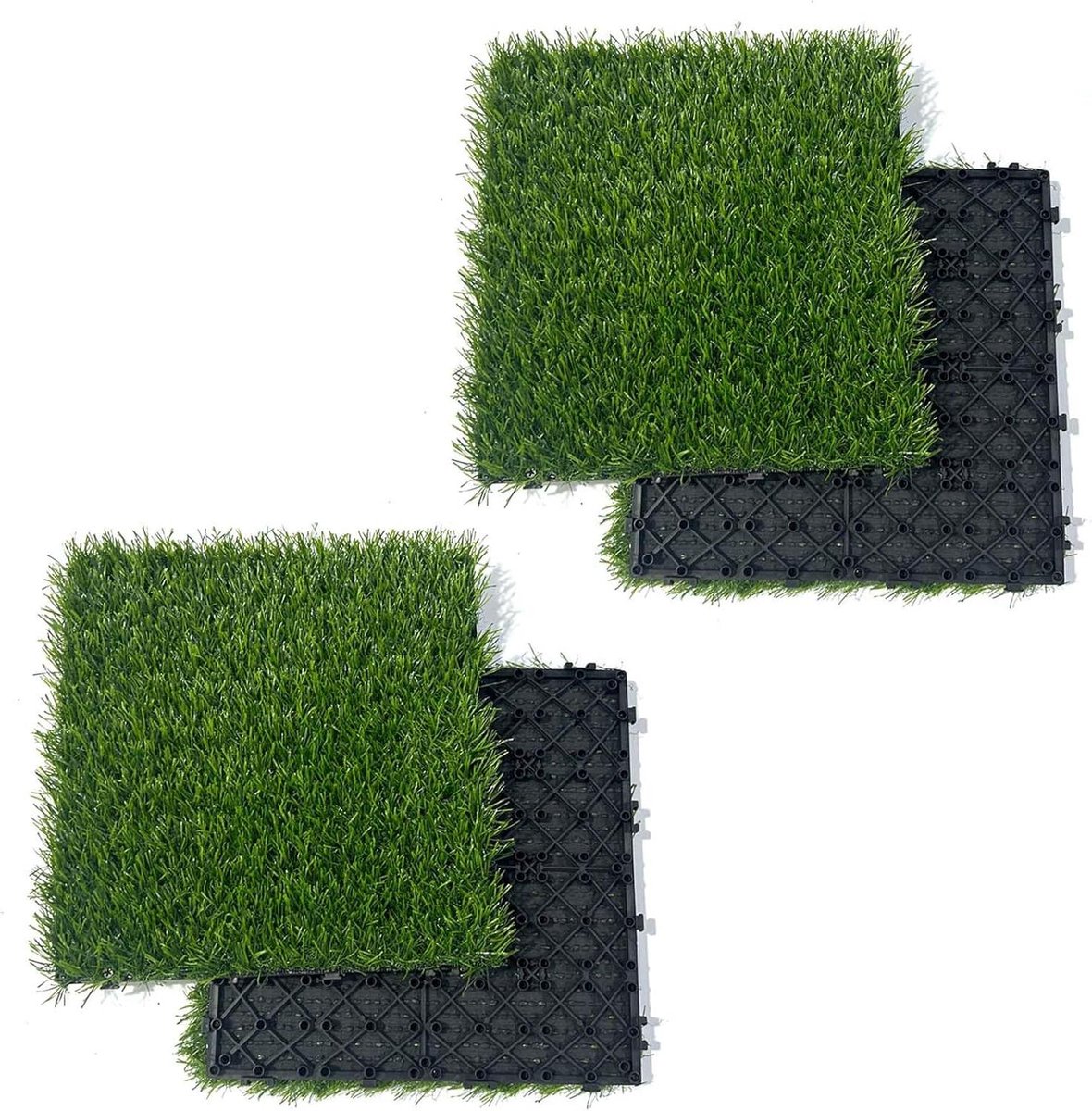 Kunstgras Tapijt - Balkon Tegels - Buiten Decoratie - Onderhoudsarme Oplossing - 30 x 30 x 6 cm - Groen