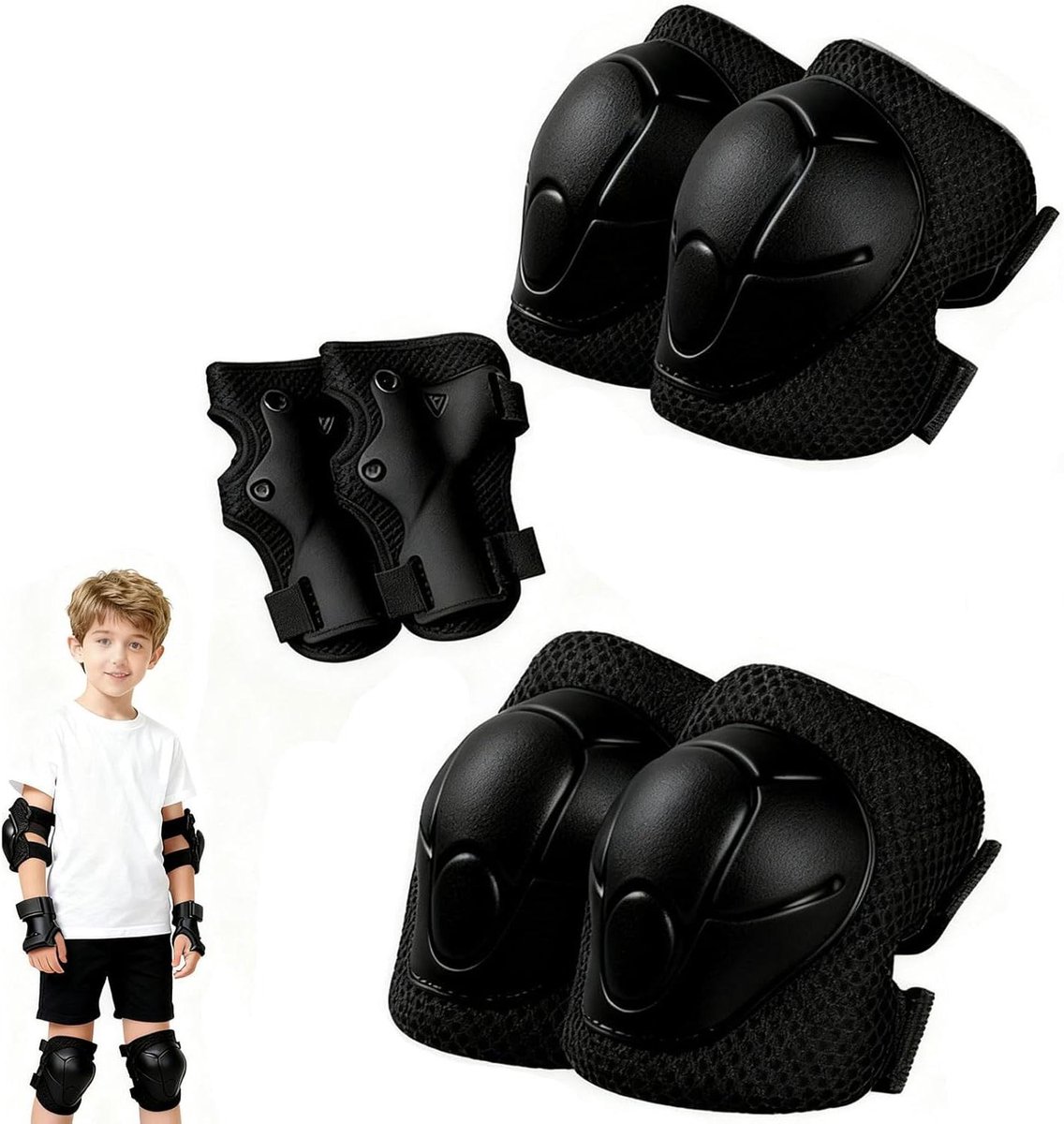 Kinder Beschermingsset - Beschermers Set - Sport Beoefenen - 6-Delige Set - 3-10 Jaar - Zwart