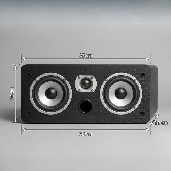 Center Luidspreker - Surround Speaker - Home Cinema - Slechts 11 cm diep - 2x4 inch woofer - Zwart mat — afbeelding 4