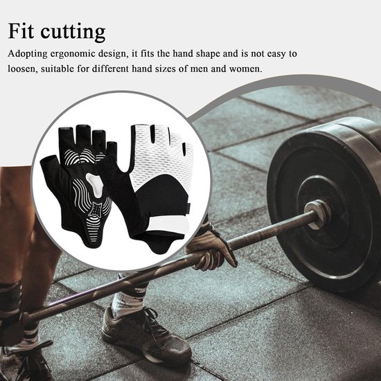 Fitnesshandschoenen - Trainingshandschoenen Gewichtheffen - Intensief Trainen - Gel-Vulling Ademend - One Size - Wit — afbeelding 2
