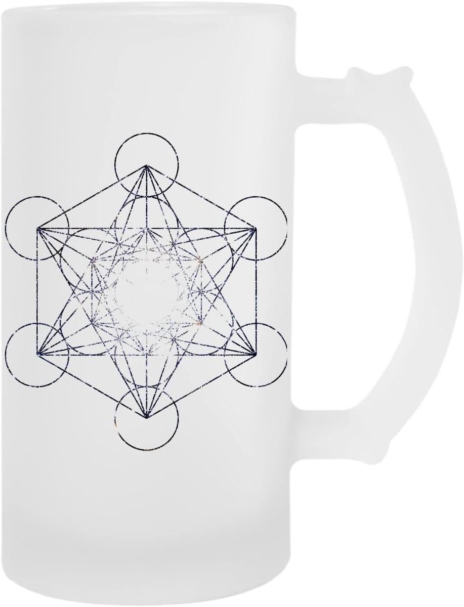 Bierglas - Bierpul Mok - Drinken van Bier - Heilige Geometrie - 400 Milliliter - Wit