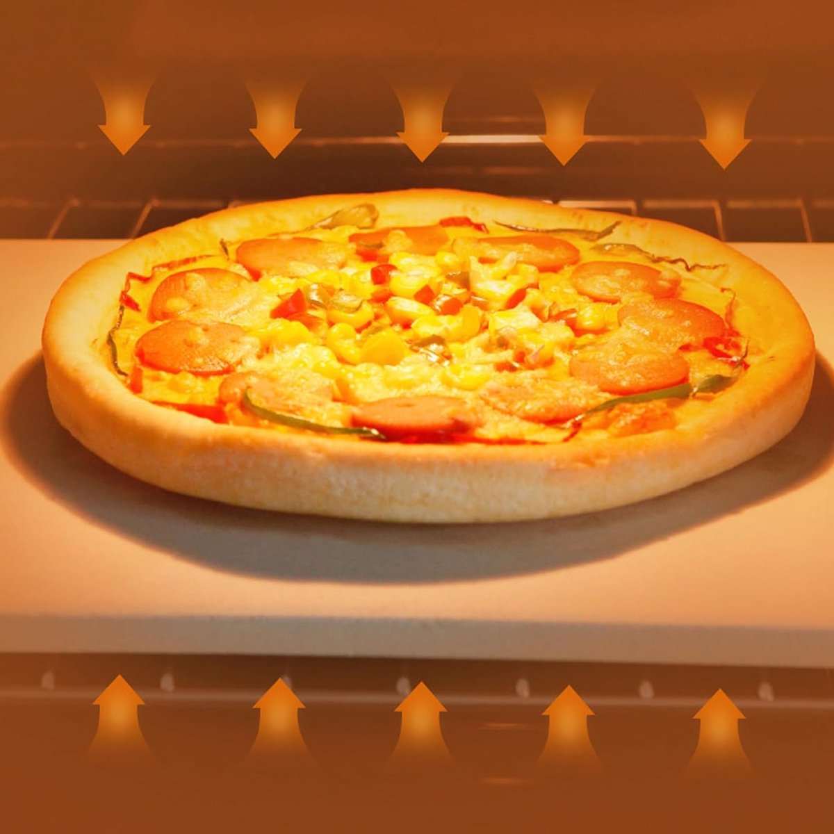 Pizza Baksteen voor Oven en Grill - 32.5 x 32.5 x 10 cm, Perfect voor Knapperige Pizza, Brood en Koekjes, Thermisch Schokbestendig, Ideaal voor Bakliefhebbers