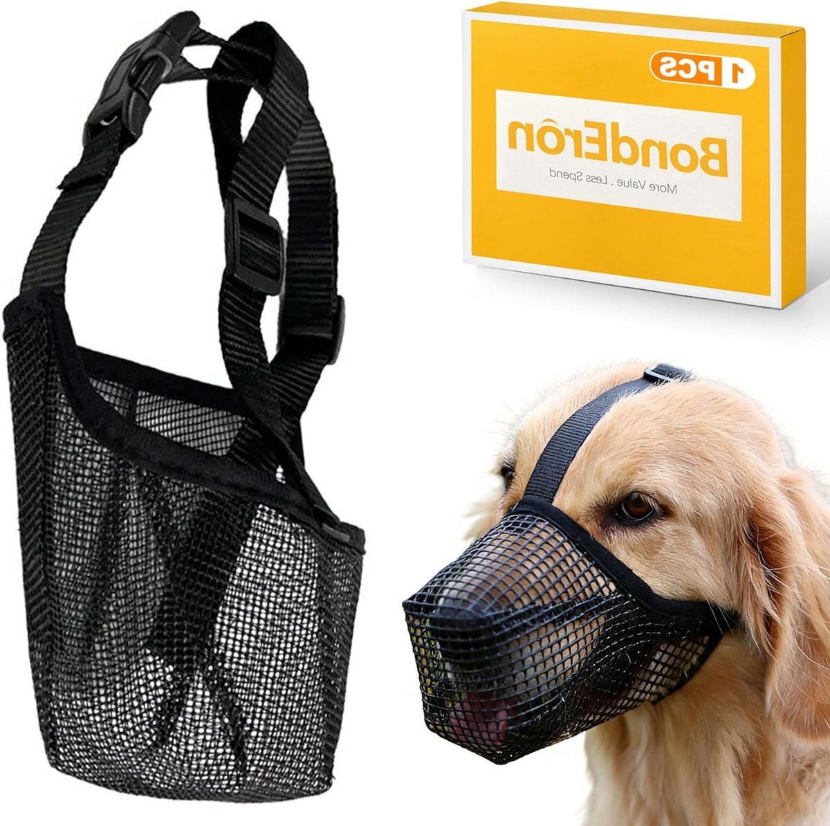 1 x hondenmuilkorf L, mesh-weefsel muilkorf voor middelgrote en grote honden, licht, ademend, maakt hijgen - ShopVlot
