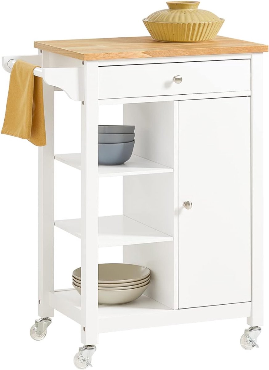 AHD® Keukeneiland - Keukeneiland Verplaatsbaar - Keukeneiland op Wielen - Wit - 45cm x 97cm x 87cm