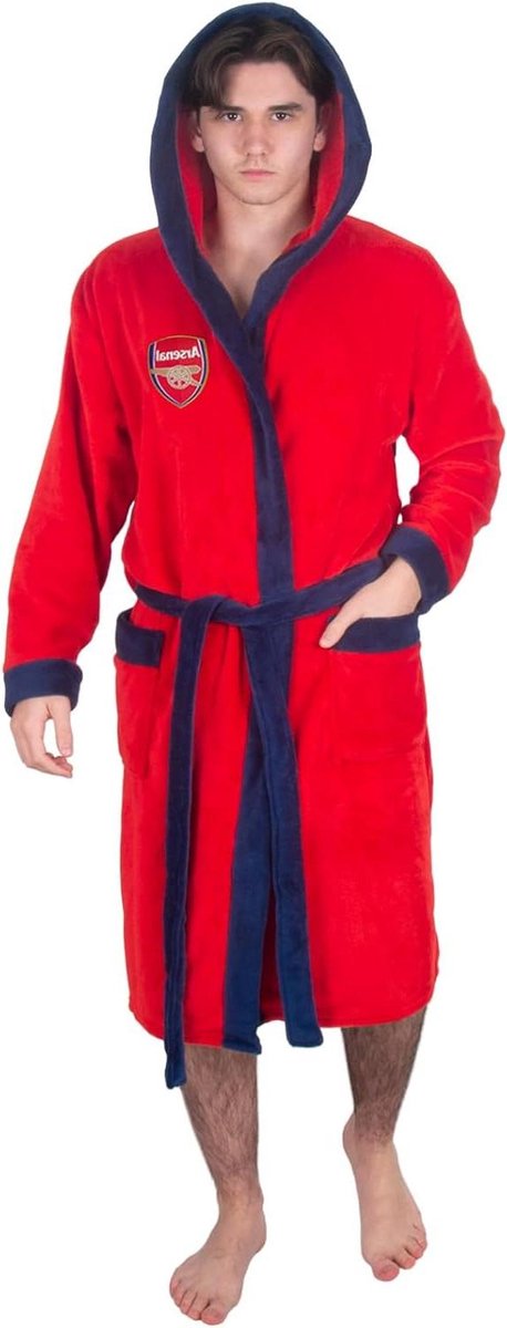 Herendeken - Badjas - Ontspannen Thuis - Officiële Voetbal Stijl - Met Capuchon - Rood