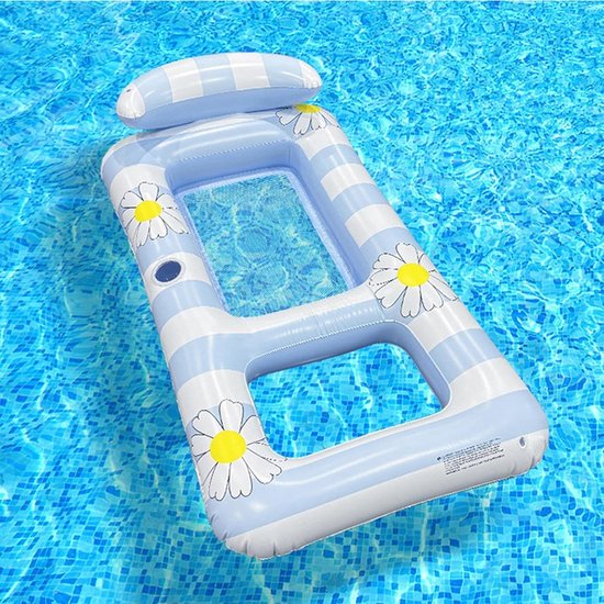Zwembad Float - Opblaasbare Luchtbank - Water Ontspanning - Ergonomisch Kussenontwerp - 154 x 82 cm - Blauw — afbeelding 5