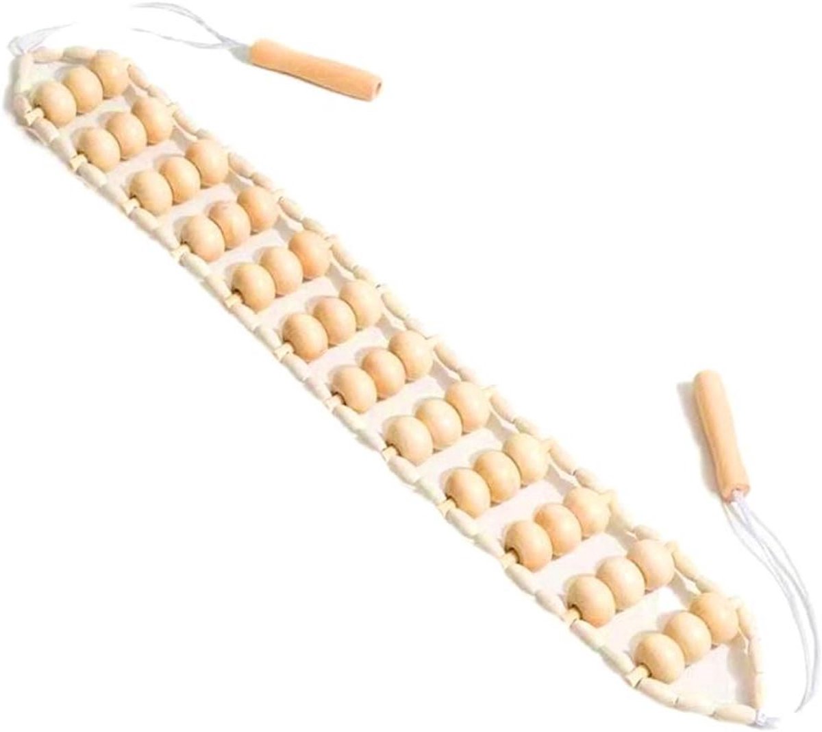 Touw rugmassageapparaat - Houten roller - Lichaamsmassage thuis - Innovatieve vorm - 110 cm - Houtkleur