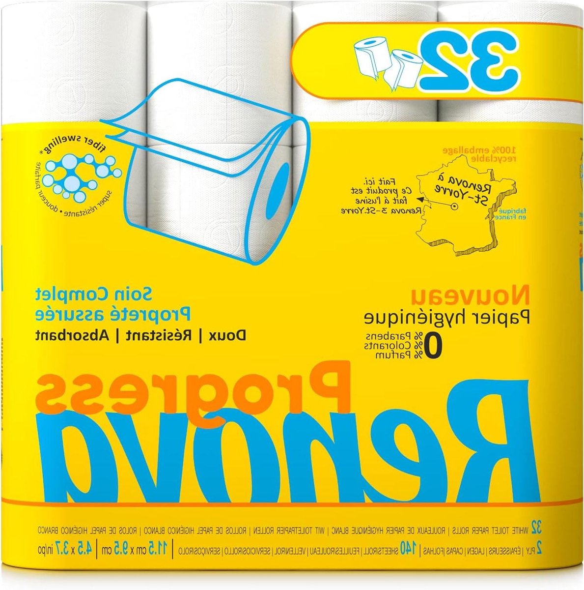 Hygiënepapier - Zacht papier - Dagelijks comfort - Huidvriendelijk getest - 32 rollen - Wit