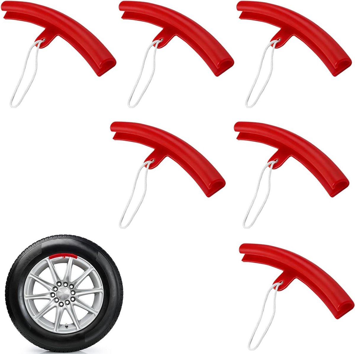 Velgenbescherming Set - Bandenwissel Gereedschap - Banden Monteren - Duurzaam Polyurethaan - 6 Stuks - Rood