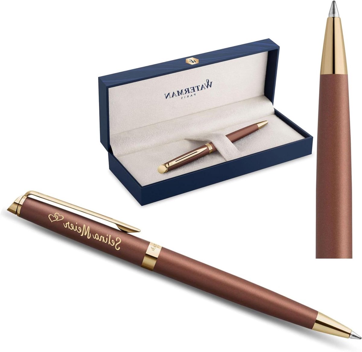Balpen met Gravure - Schrijfgerei Luxe - Zakelijk Schrijven - Frans Geïnspireerd Design - Standaard Maat - Koperrood