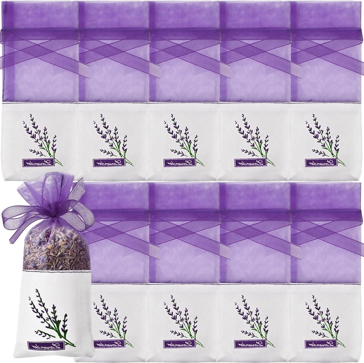 Natuurlijke Lavendelzakjes Tegen Motten | Lege Katoenen Zakjes | Geurzakjes voor Kasten en Lades met Gedroogde Bloemen en Aromatherapie