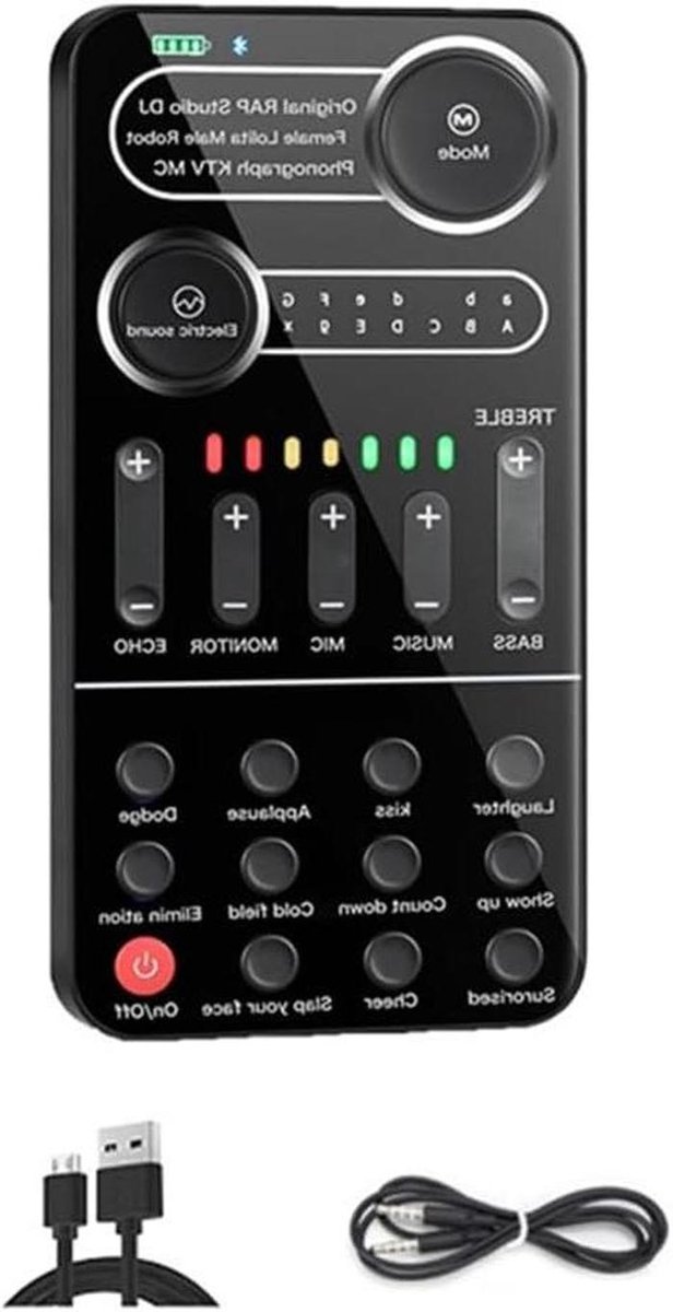 Stemvervormer Geluidskaart - Live Audio Mixer - Live Uitzenden - 12 Elektrische Tonen - Ultradun - Zwart