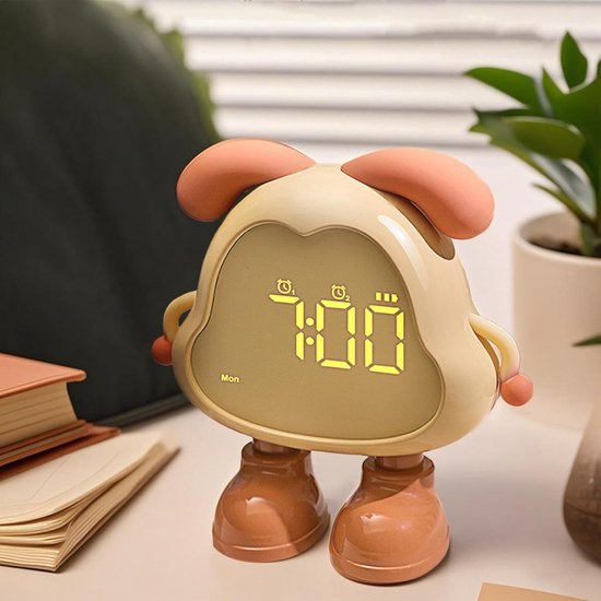 Digitale Kinderwekker - Hondenwekker Slaaptrainer - Kinderen Leren Klokkijken - Met Nachtlampfunctie - 125 cm - Geel — afbeelding 4