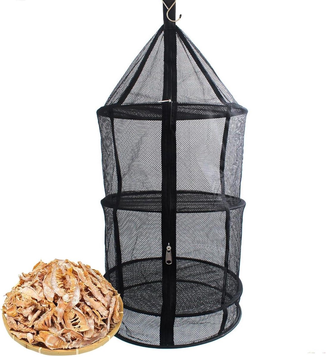Droogrek Mesh - Opbergnet - Planten Drogen - Versterkte Luchtstroom - 42 cm Diameter - Zwart