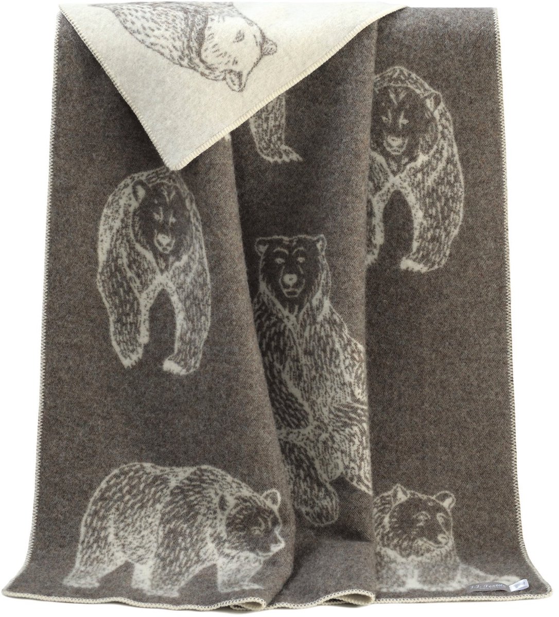 JJ Textile Wollen Deken - BEAR (Bruin) 130x180cm - Made in UK