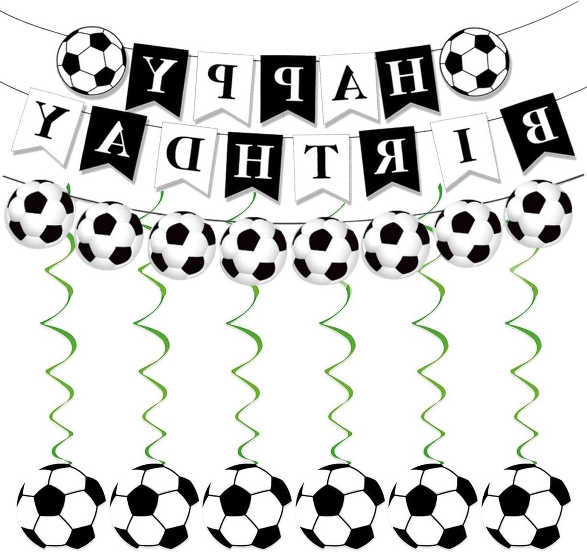Verjaardagsdecoratie Set - Feestversiering - Kinderfeest Versieren - Voetbal Thema - 1 Set - Zwart Wit